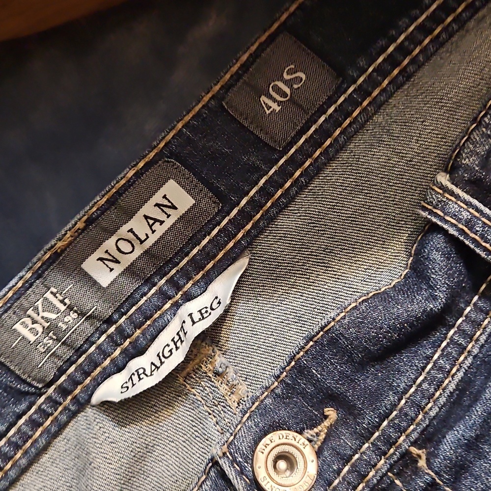 BKE Nolan Straight Dark Blue Denim Jeans 40S - Picture 5 of 16